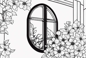 Broken window, flowers, beauty tattoo idea