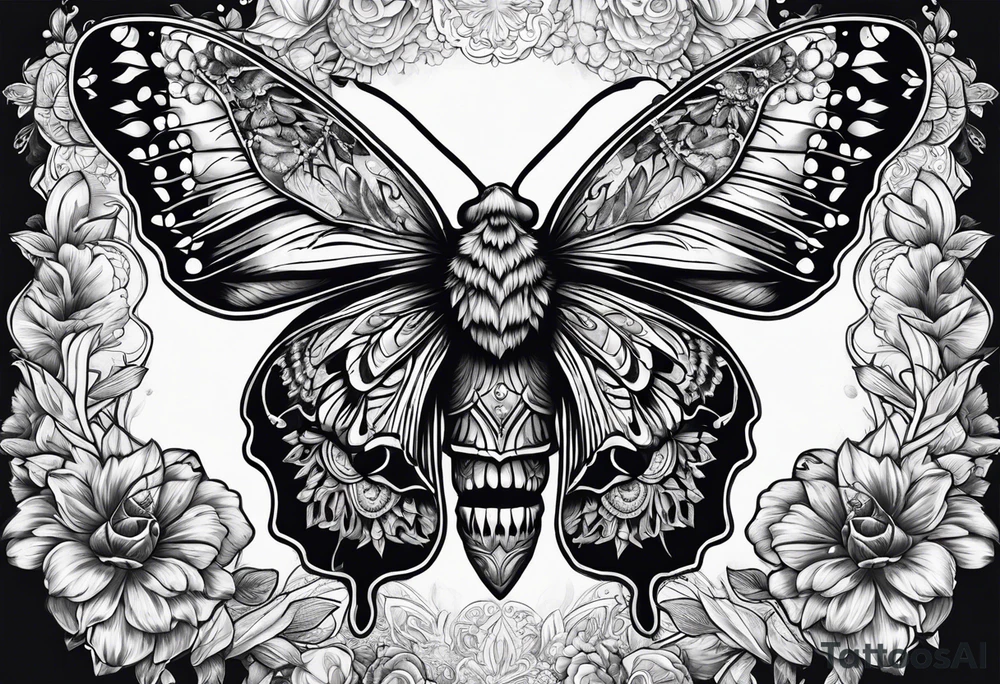 Moth with skull tattoo idea