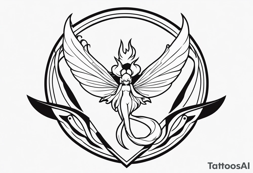 A fairy with a tail inspired by the Fairy Tail anime guild logo tattoo idea