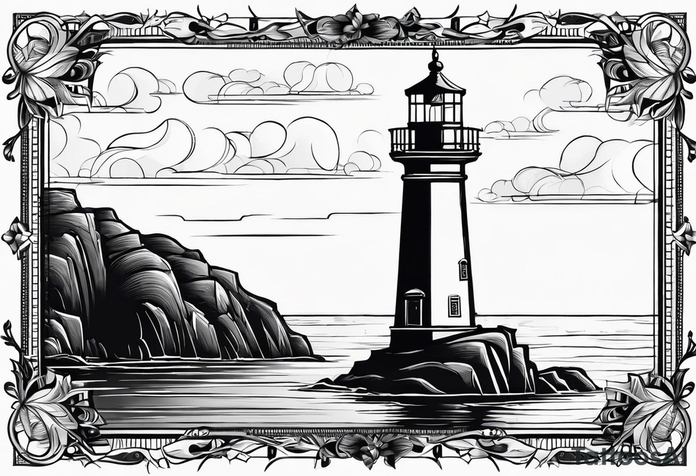 voilier vue de face. phare maritime fixé au centre du voilier et utilisé comme un mat pour les voiles. tattoo idea