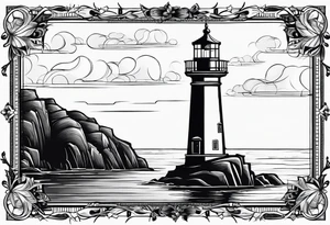 voilier vue de face. phare maritime fixé au centre du voilier et utilisé comme un mat pour les voiles. tattoo idea