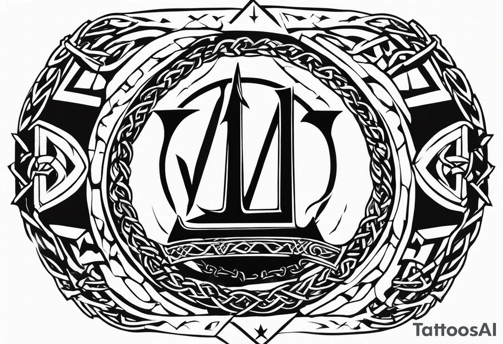 Valhalla valknut shield sword dragon axe barbed wire tattoo idea