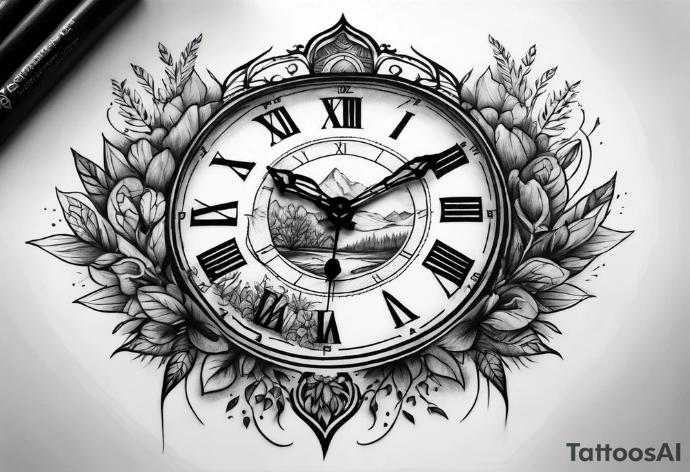 nature element clock memorial tattoo simple design tattoo idea nature element clock memorial tattoo simple design tattoo idea