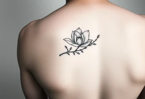 Long magnolia branch with botanical details tattoo idea