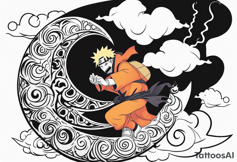 Naruto Reaper death seal, licking the life with his hand. With smoke clouds tattoo idea