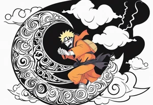 Naruto Reaper death seal, licking the life with his hand. With smoke clouds tattoo idea