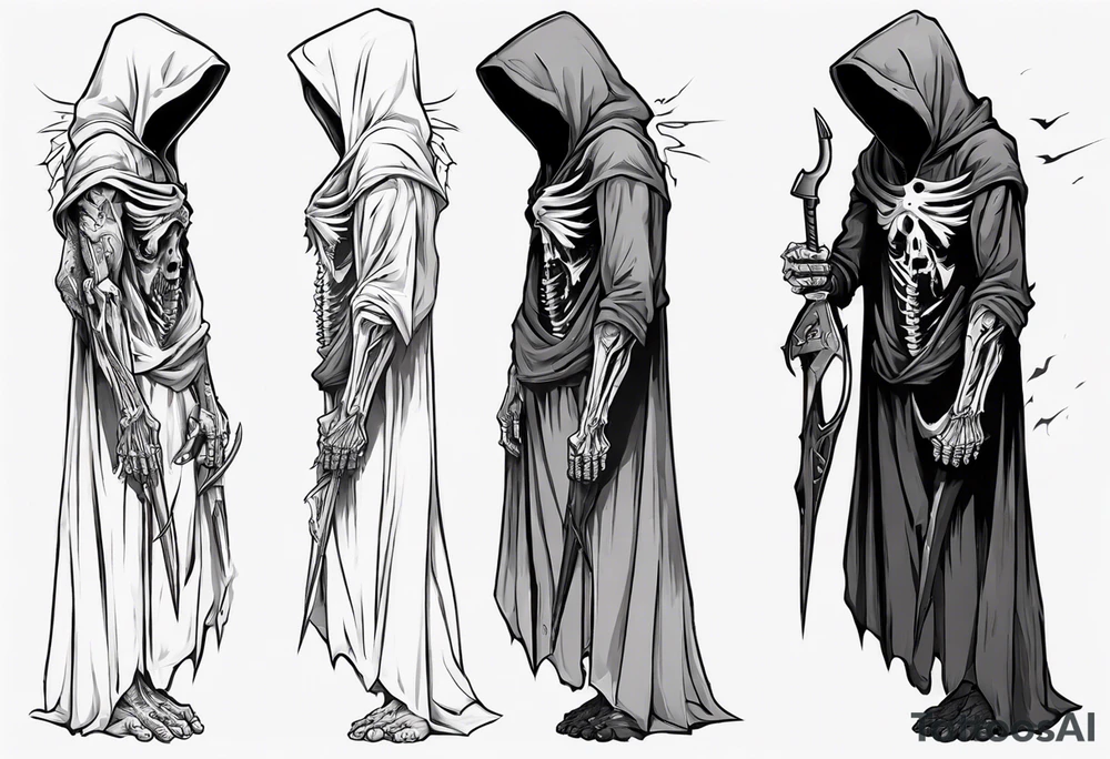 side view, hooded reaper upper body, no skull tattoo idea side view, hooded reaper upper body, no skull tattoo idea