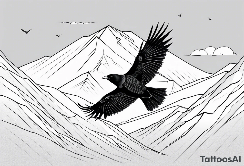 alpine chough in flight tattoo idea