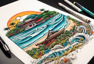 Spiaggia capo verde con coordinate tattoo idea