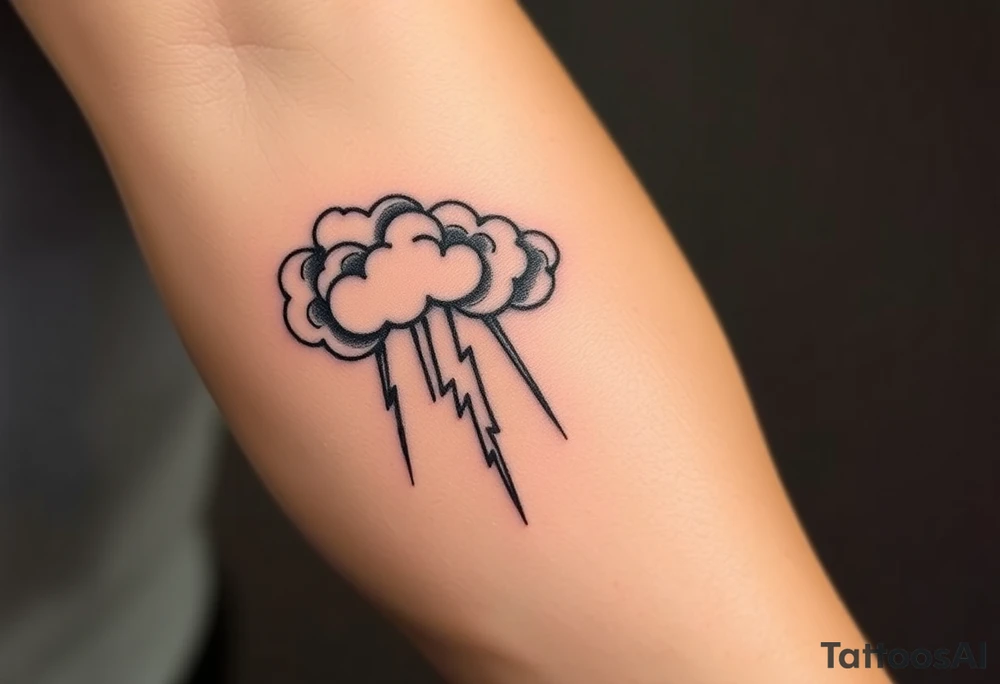 Black storm clouds with rain falling & lightning bolts striking down tattoo idea