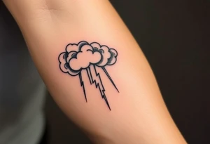 Black storm clouds with rain falling & lightning bolts striking down tattoo idea
