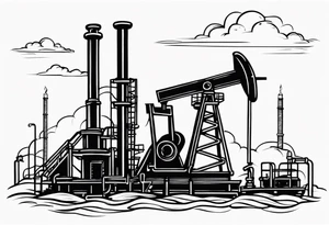 pipeline in oilfield tattoo idea