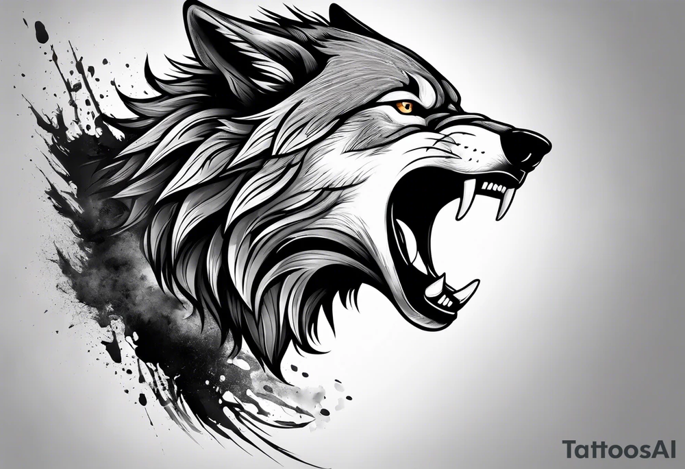 angry alpha wolf tattoo idea