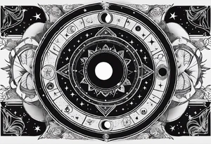 Astrology, Natal Chart, Cancer sign symbolic, vision, yin yang, the moon, the sun, Uranus, Pluto, spiritual, third eye, mystical, Zen, armband tattoo idea