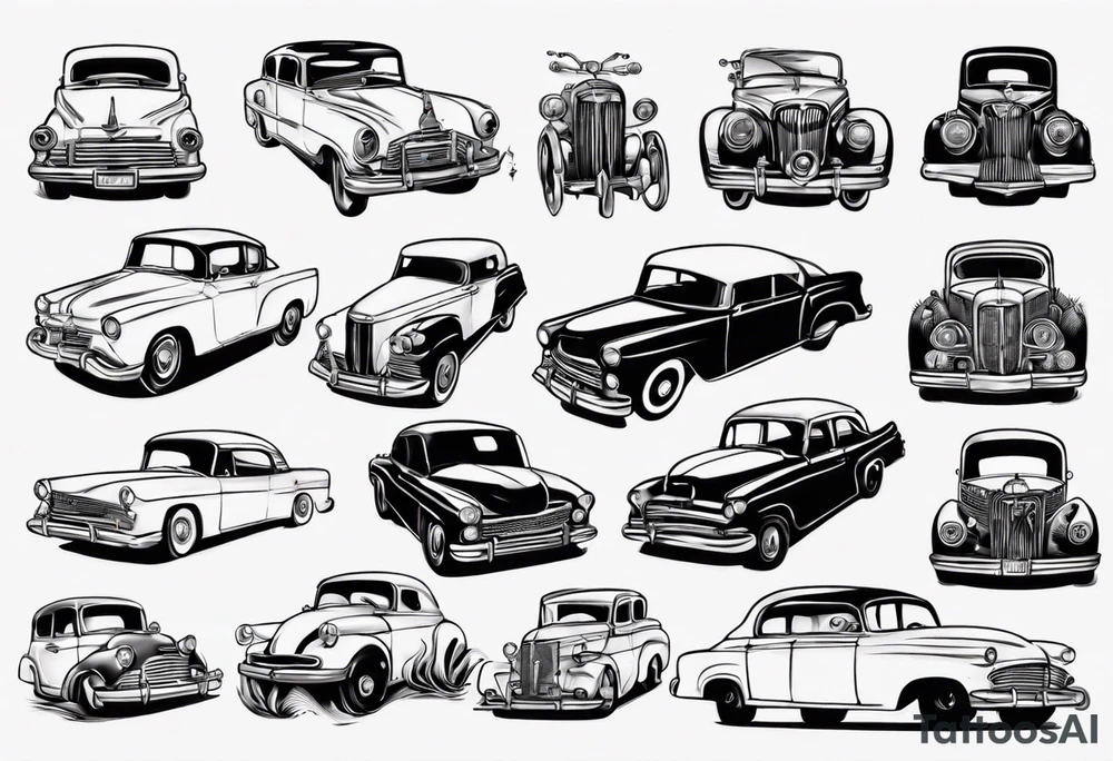 Old vintage classic car tattoo idea