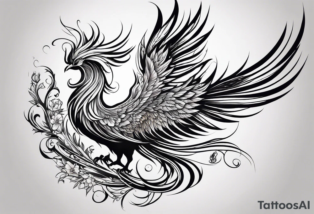 graceful asian style phoenix with extra long tail feathers and a long neck and large feathers
arm tattoo tattoo idea