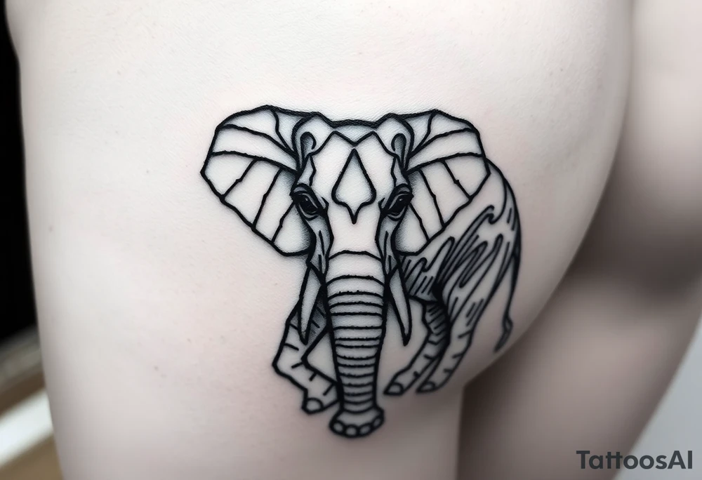 Elephant Mandela on shin women tattoo idea