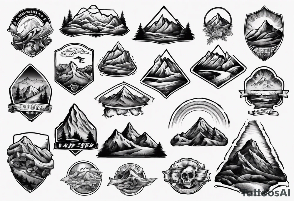 flexing bicep with road cycle and a mountain tattoo idea