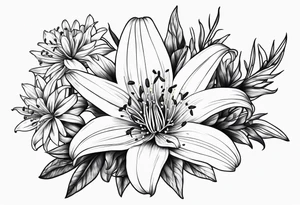 Lily & aster birth flower tattoo idea