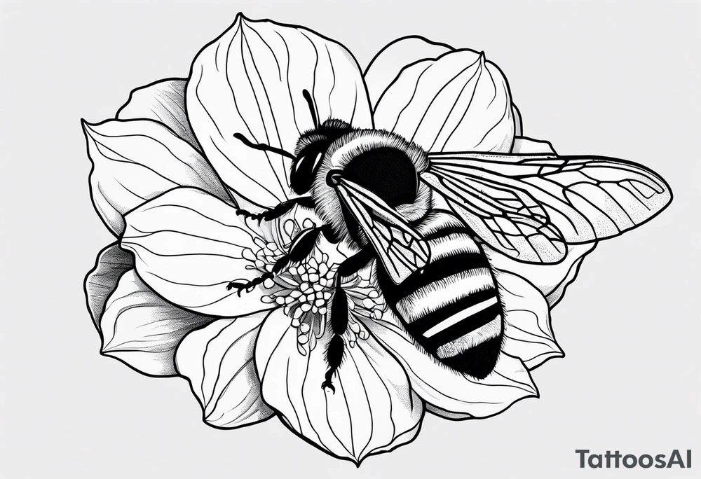 3 in by 2 in minimalist no color tattoo for forearm of a Hydrangea and bee tattoo idea