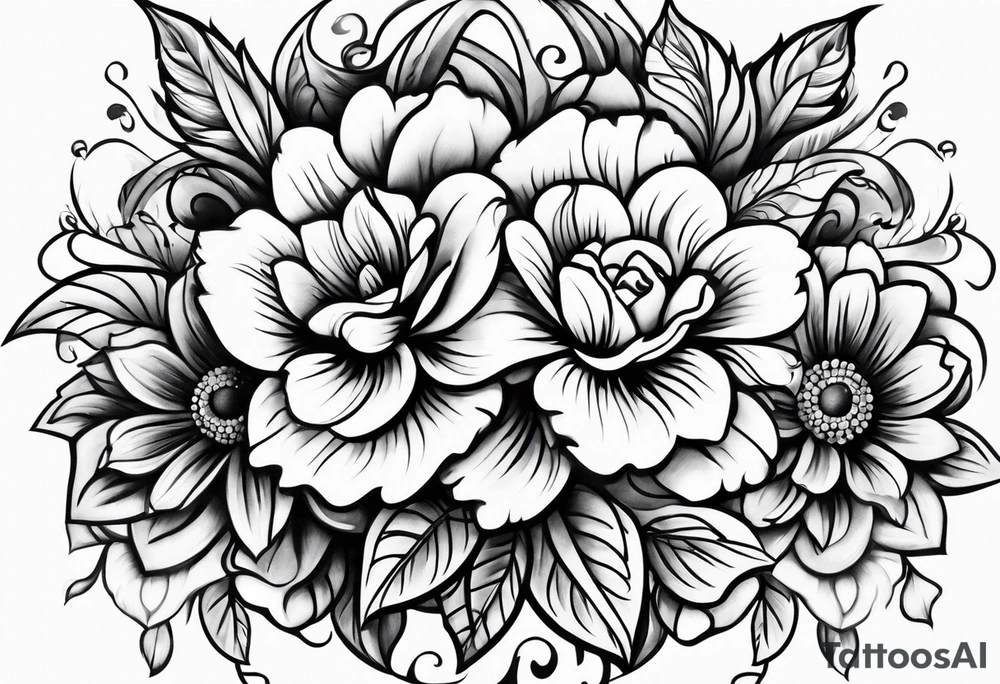 Chicano flowers tattoo idea