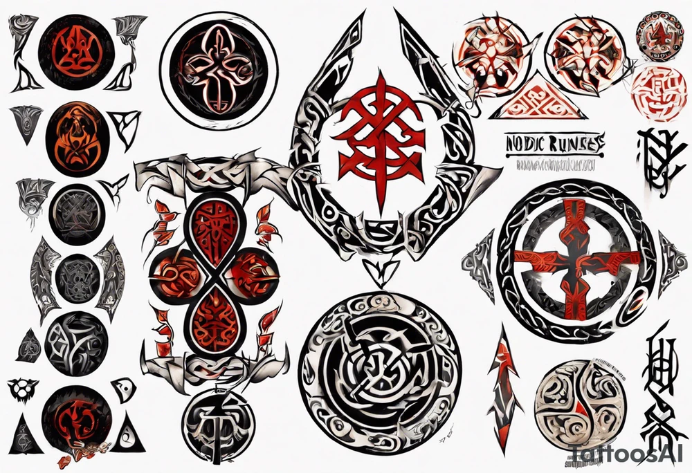 Nórdic runes Style yakuza tattoo idea