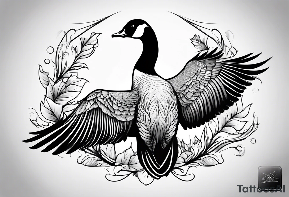 canadian goose stretching tattoo idea