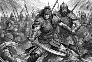Warrior battle scene tattoo idea