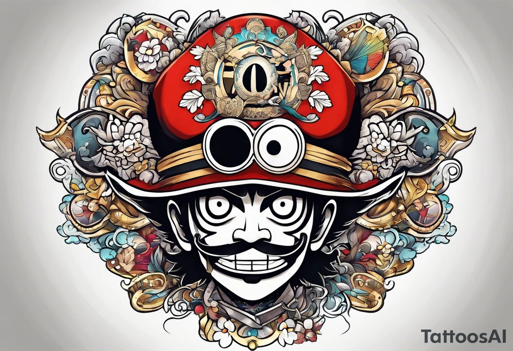 I want a half compas and half Mugiwara Luffy head tattoo idea