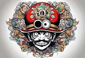 I want a half compas and half Mugiwara Luffy head tattoo idea