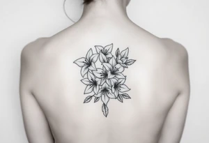 lilies, cherry blossoms with some leaves in a circular formation tattoo idea