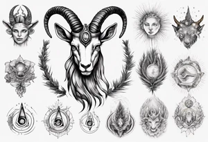 A Capricorn with glowing pineal gland tattoo idea