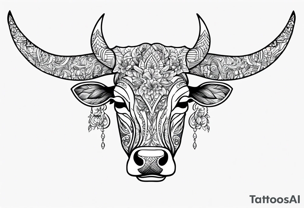 floral steer head with “well the devil can scrap but the lord has won” under it in cursive tattoo idea