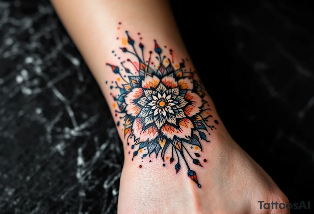mandala melting tattoo idea