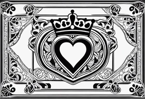 Playing Card Outline: The outline of a playing card with a heart symbol and a small crown above it. tattoo idea