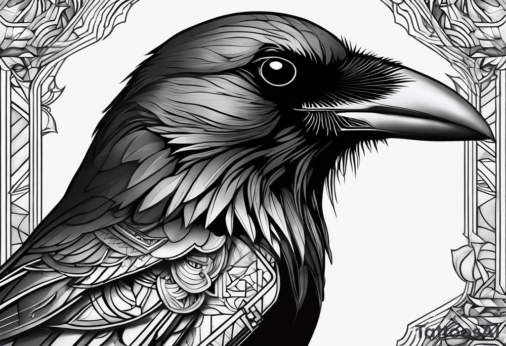 head of a crow outlines tattoo idea