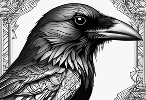 head of a crow outlines tattoo idea