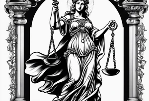 lady justice with scales of justice tattoo idea