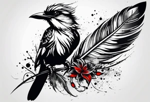 Feather turning into birds trash polka tattoo idea