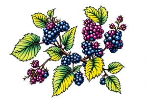 American traditional style Blackberry vine in a line tattoo idea