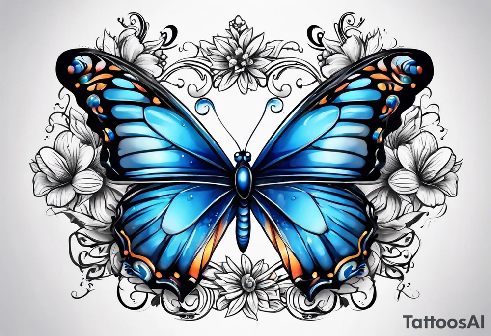 Blue butterfly tattoo idea