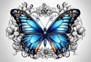 Blue butterfly tattoo idea