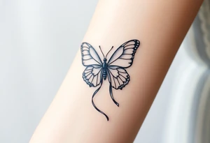 ethereal butterfly with flowing silk ribbons in moonlight tattoo idea