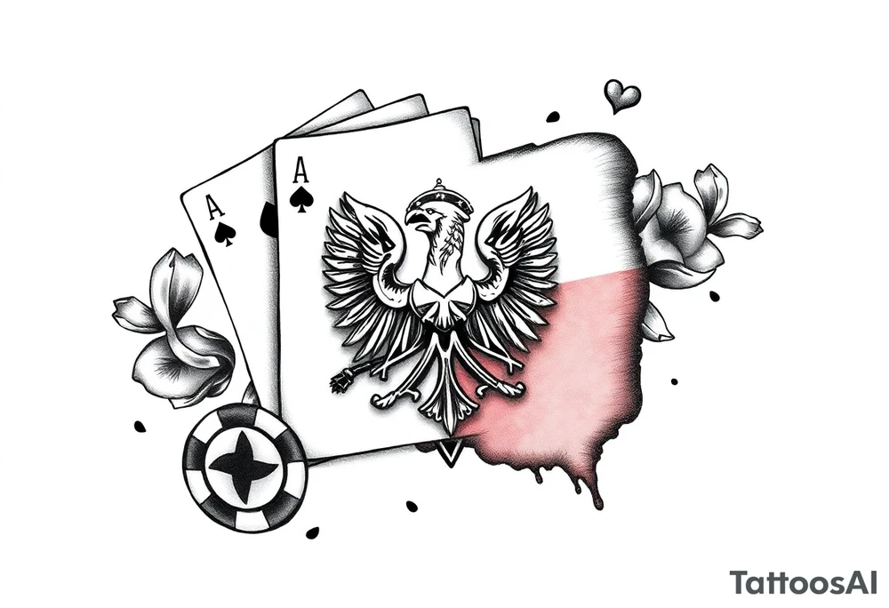 Poland symbol and poker cards Add casino money to it. tattoo idea
