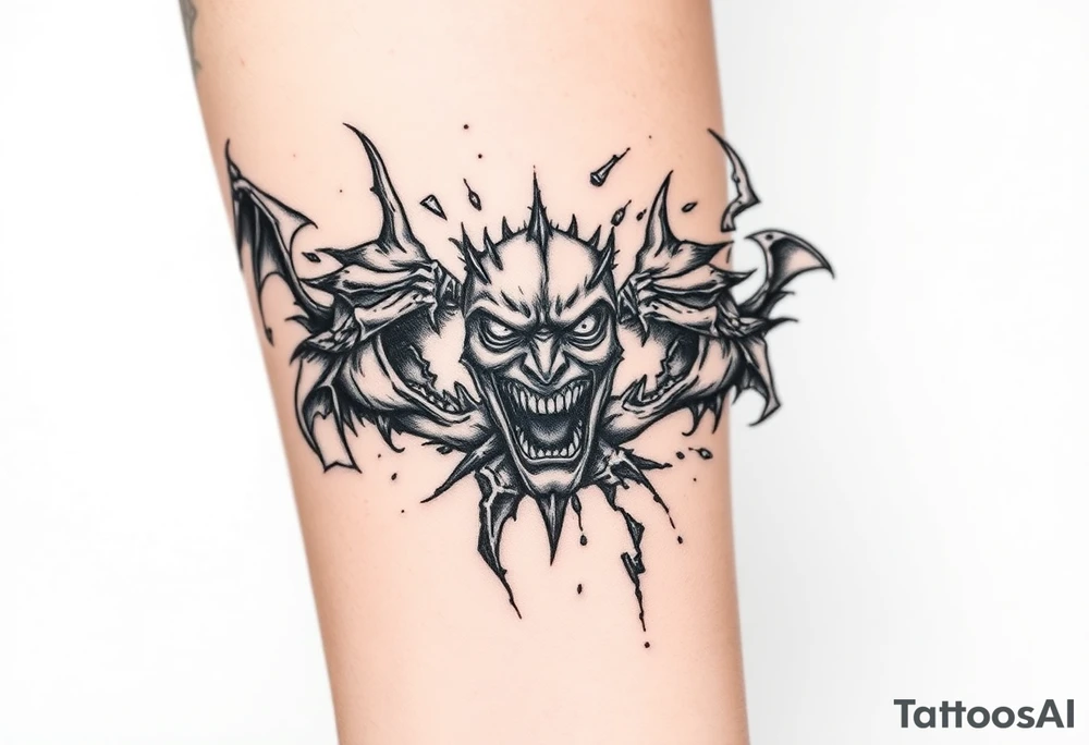 Demons tearing through skin hell fight of good vs evil inside inner demons tattoo idea