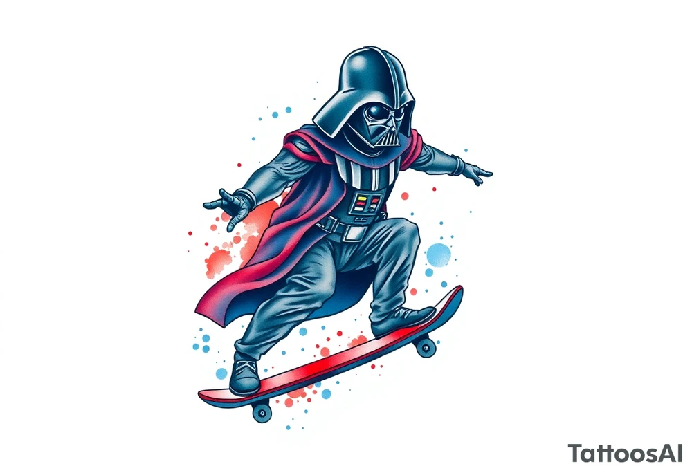 MEMORY TATTOO
blue and red Darth Vader skateboarding outdoor
"Darth Carter"
12/29/88-01/06/24 tattoo idea