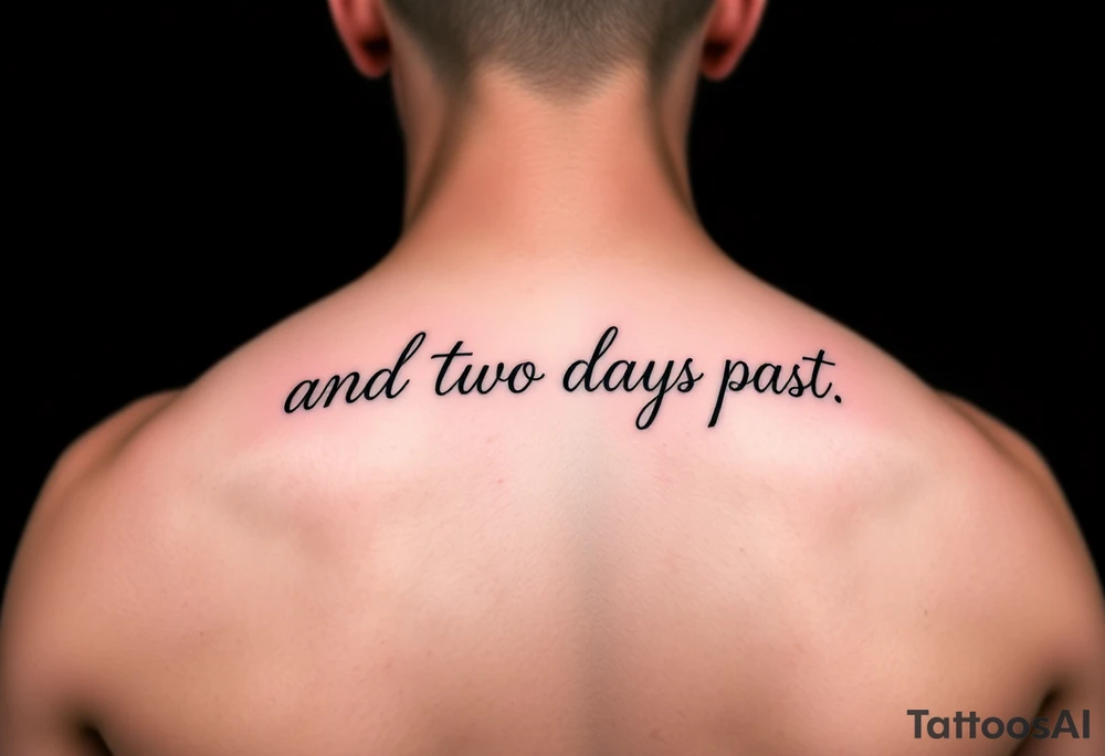 fine line script that says "and two days past" in one line. thin script tattoo idea