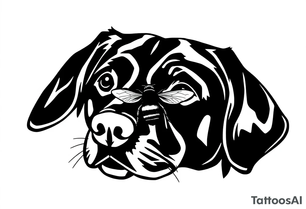 outline of brown lab just the ears. incorporate a bumble bee with simple outlining. not too big tattoo idea