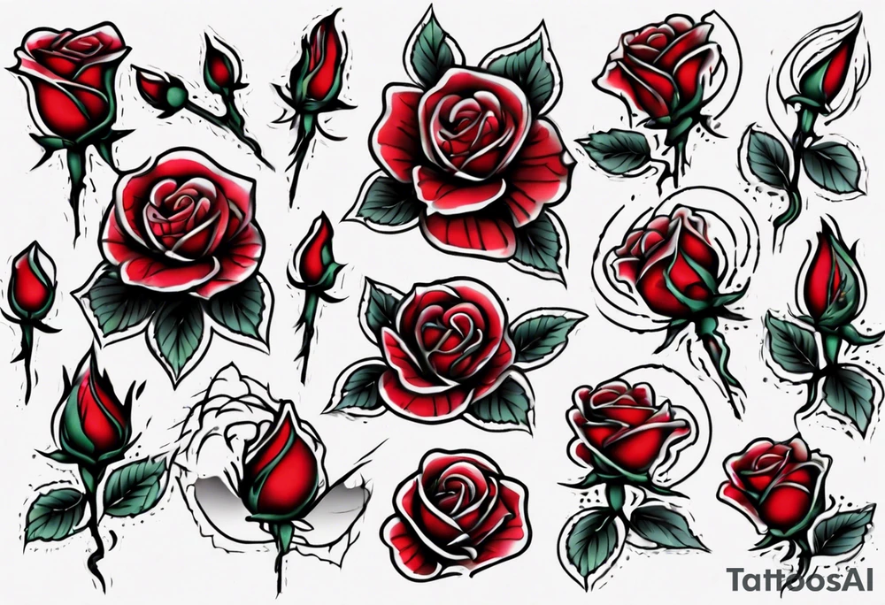 simple bleeding rose, fine line tattoo idea