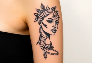 African goddess with tribal makeup tattoo idea